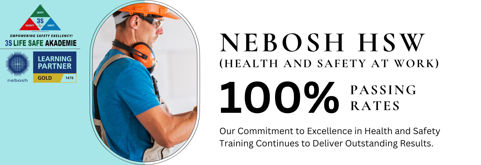 NEBOSH HSW (Health & Safety at Work) Result Banner with our passing rate